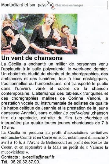 Article presse La Cécilia prend envol 2009