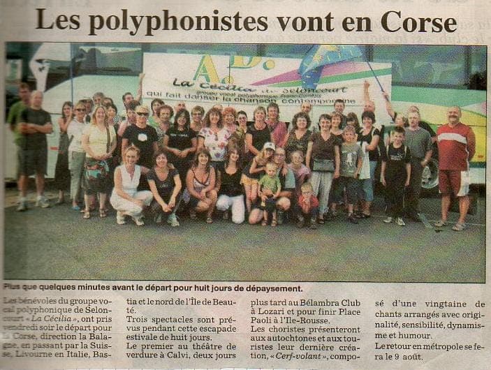 Article presse polyphonistes voyage Corse 2009