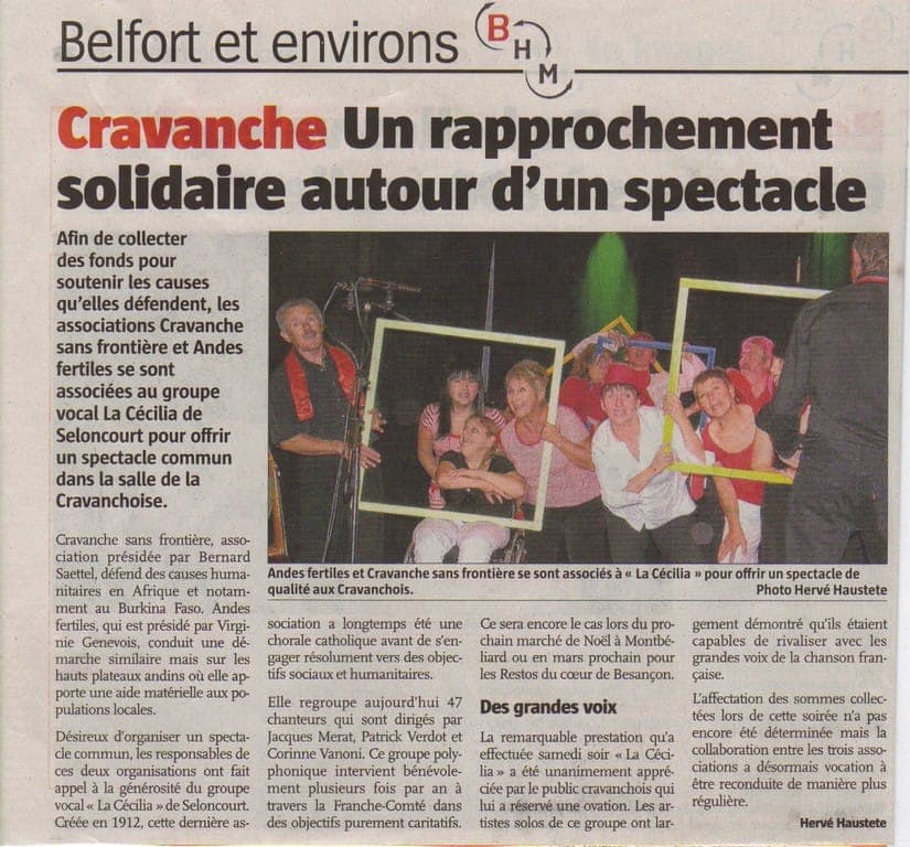 Article presse rapprochement solidaire spectacle 2010