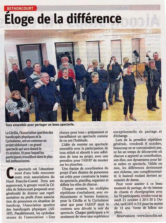 Presse — spectacle inclusif La Cyclodanse de La Cécilia