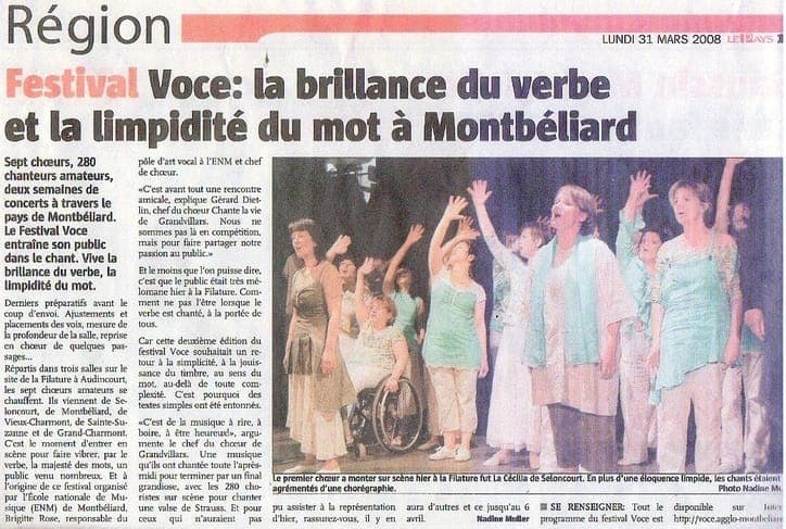 Article presse Festival Voce brillance verbe 2008