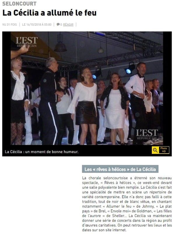 La Cecilia spectacle scène costume 2018