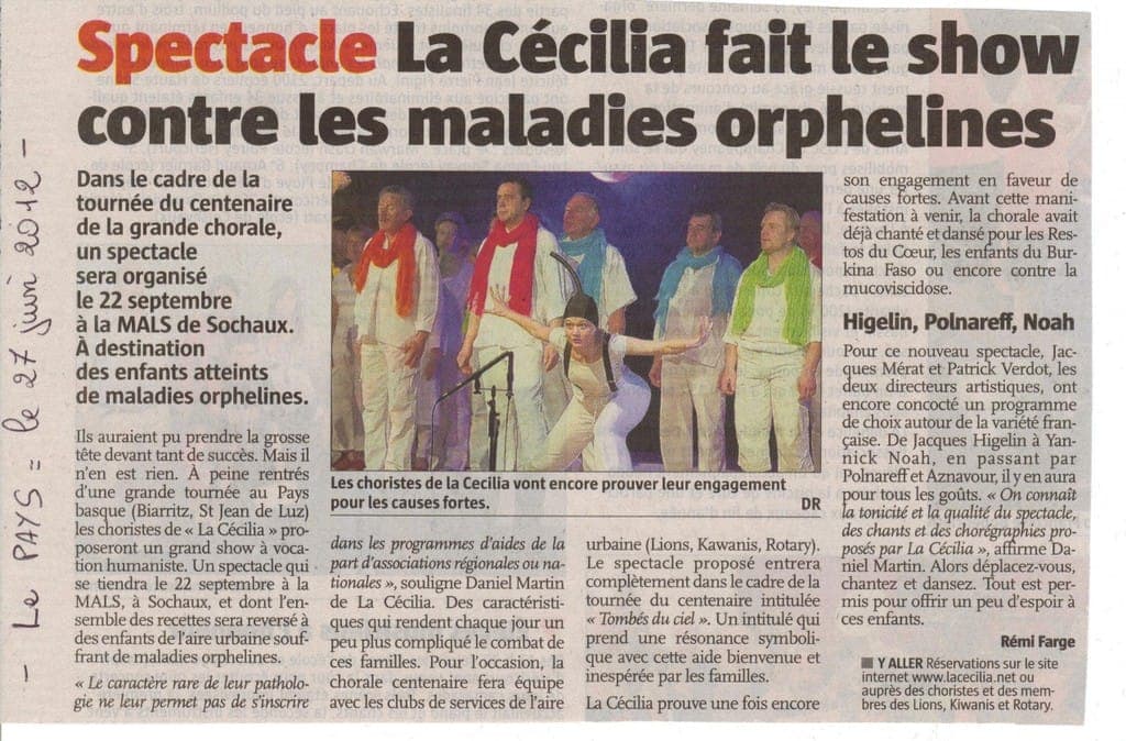 Article de presse — La Cécilia fait le show contre les maladies orphelines