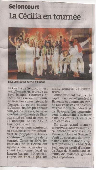 Presse — La Cécilia en concert au Pays Basque