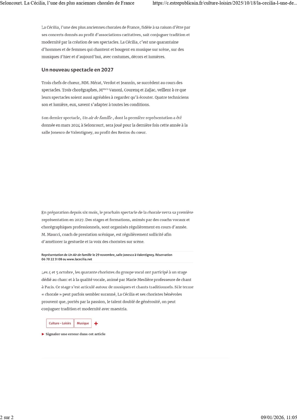 Suite article historique La Cecilia fondation 1912