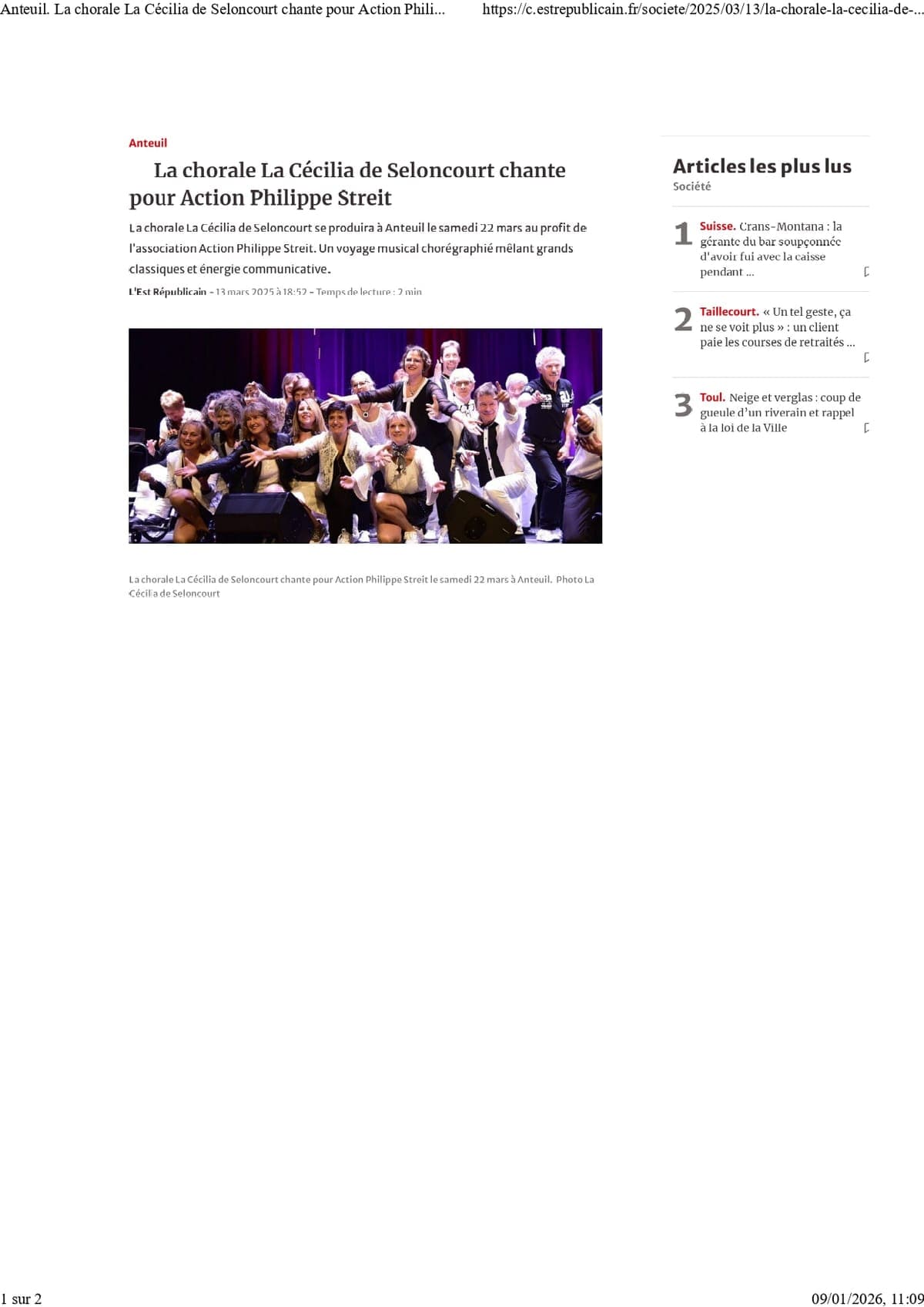Chorale Cecilia concert Action Philippe Streit Anteuil