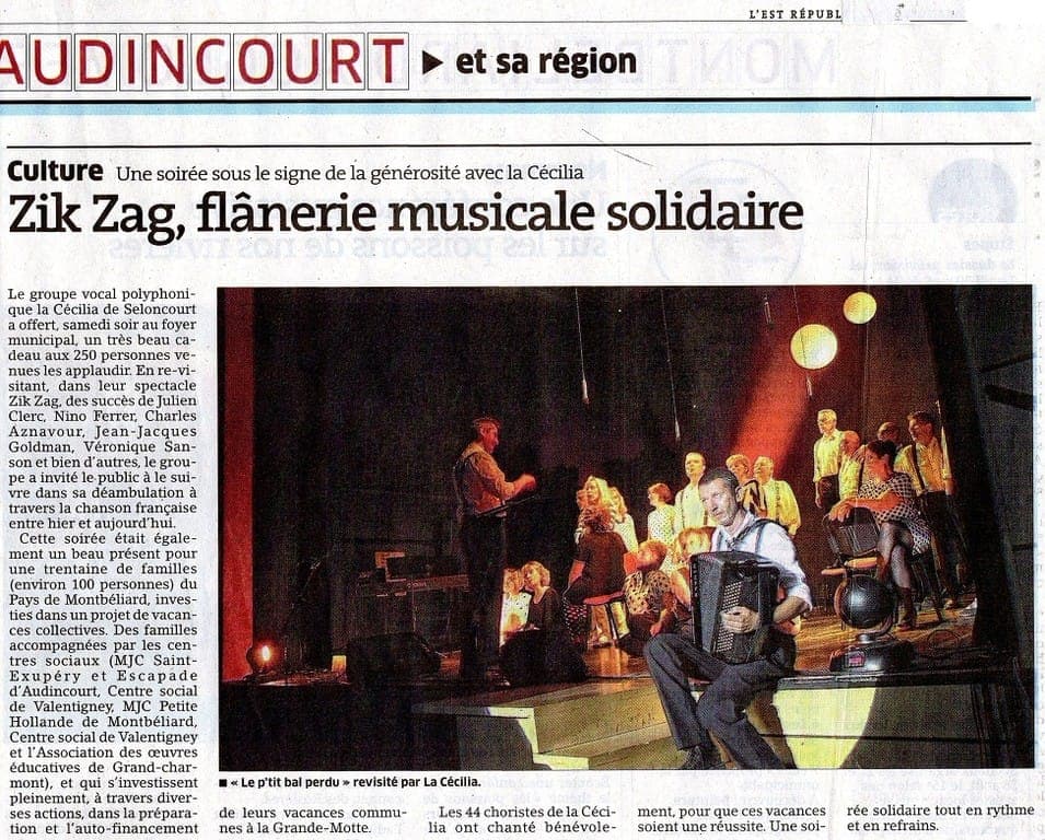 Presse — Zik Zag spectacle musical à Audincourt