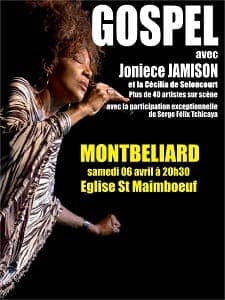 Affiche spectacle Gospel Joniece Jamison Montbéliard